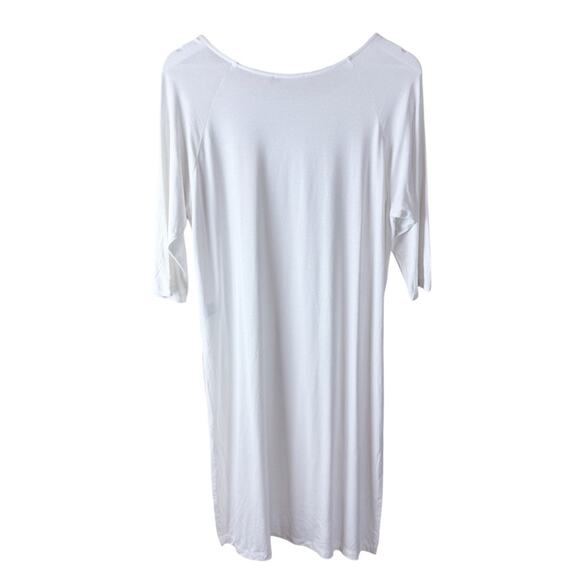 Alembika White T Shirt Dress Tunic Slits Size 1 6-8 Lagenlook - Picture 2 of 8